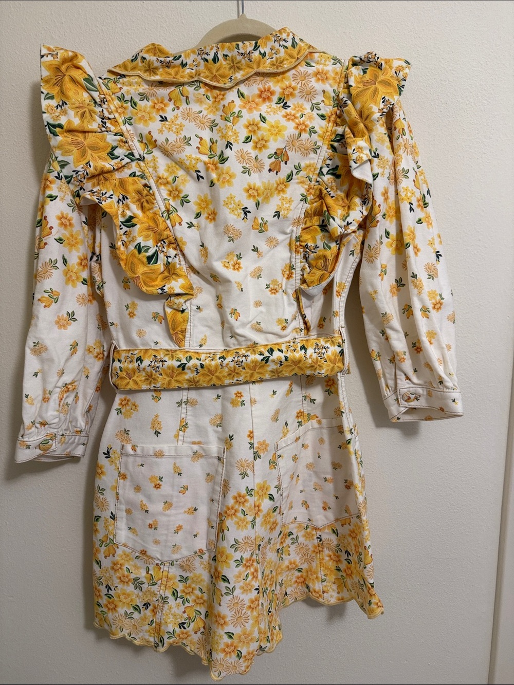 FARM Rio Yellow Floral Ruffled Belted Romper - Picture 4 of 5